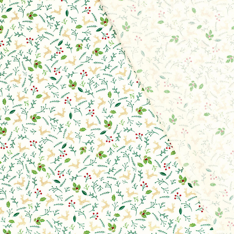 Bomullstyg Poplin Rådjur och grenar – yllevit/guld,  image number 4