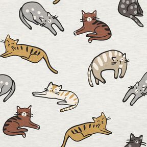 Bomullsjersey katter | Poppy Fabrics – natur/brun, 