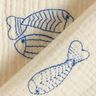 Muslin/Dubbel-krinkelväv Broderade fiskar | Poppy Fabrics – yllevit/kungsblått,  thumbnail number 4
