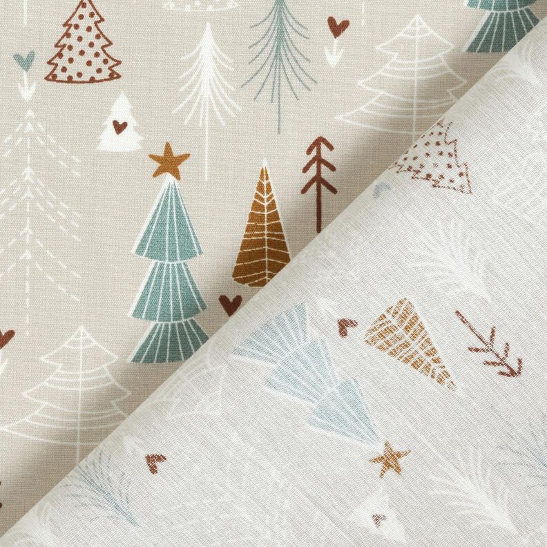 Bomullstyg Poplin Minimalistiska granar – ljus gråbrun, image number 4
