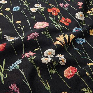 Dekorationstyg Gobeläng Vilda blommor – svart/rose, 