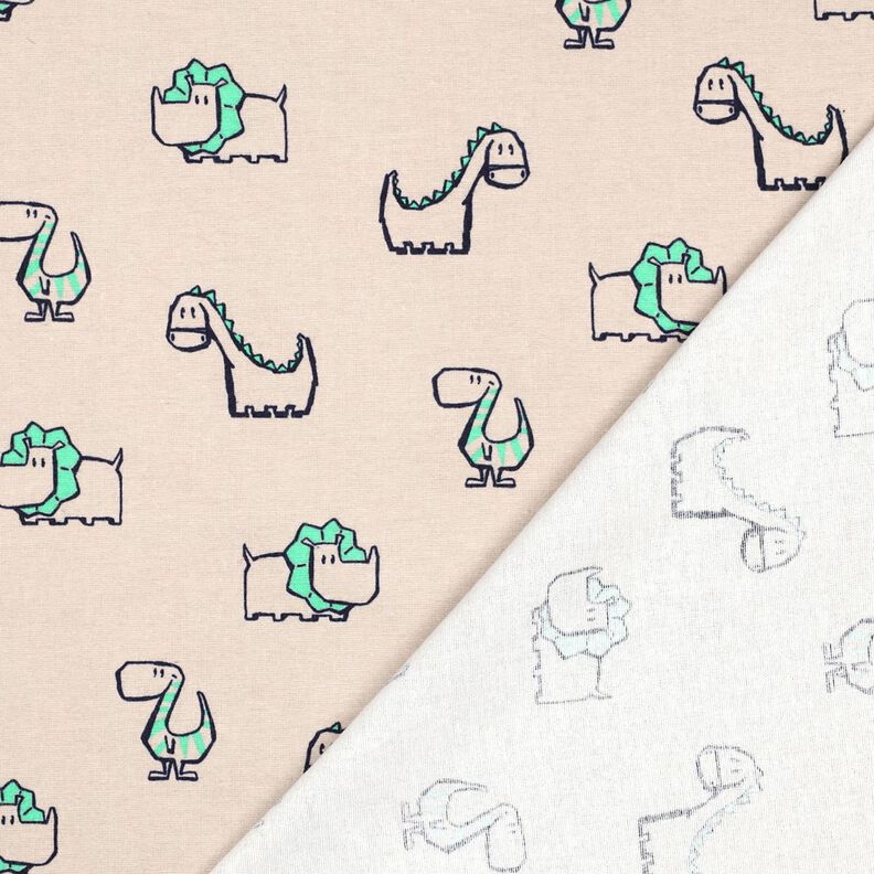 Bomullsflanell fräcka dinosaurier | Poppy Fabrics – natur/smaragdgrön, image number 4