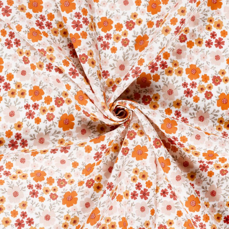 Muslin/Dubbel-krinkelväv Blomsteräng – elfenbensvit/persikofärgad,  image number 3