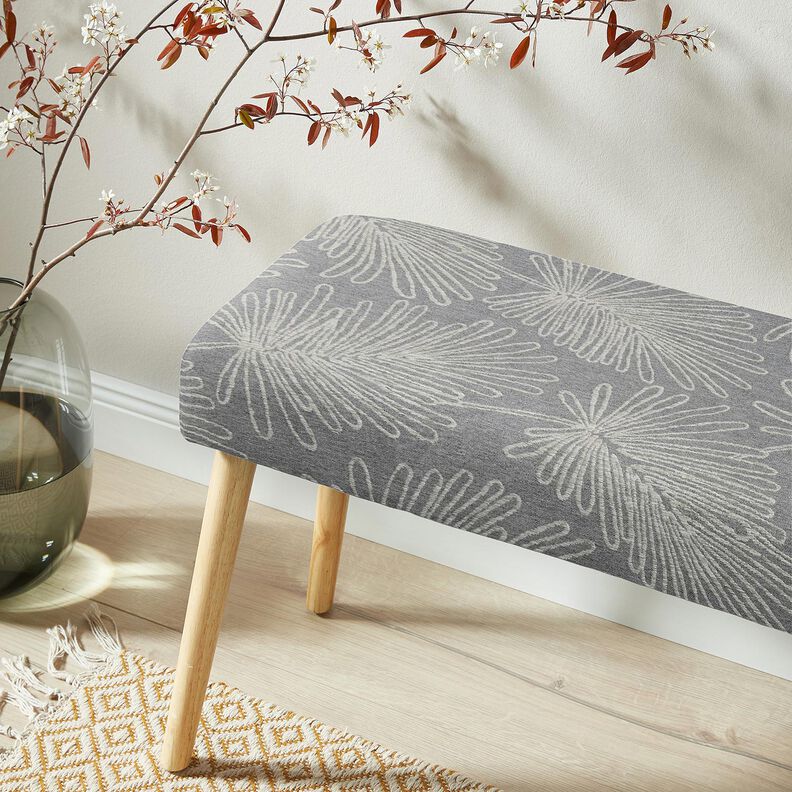 Dekorationstyg Jacquard bladkonturer – grått, image number 6