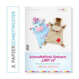 Sy en enhörnings-snuttefilt: Pappersmönster enhörning/häst “LADY LU”  | Kullaloo, 