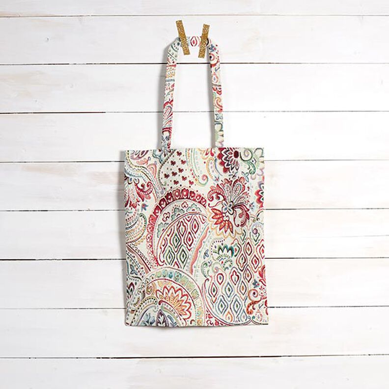 dekorationstyg gobeläng färgglad paisley – yllevit, image number 8