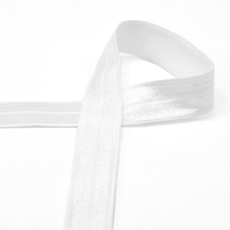 Elastiskt kantband (vikt resår) glänsande [20 mm] – vit,  image number 1