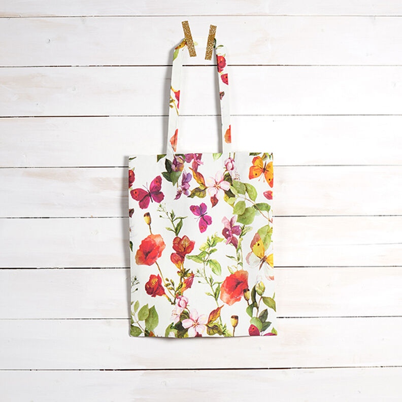 Outdoortyg Canvas Blommor och fjärilar – vit/lila, image number 9