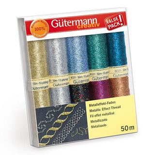 Sytrådsset Metalleffekt-trådar [ 50m | 10 styck ] | Gütermann creativ – färgmix, 
