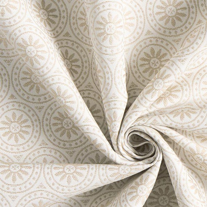 Outdoortyg jacquard Cirkel-ornament – beige/yllevit,  image number 3