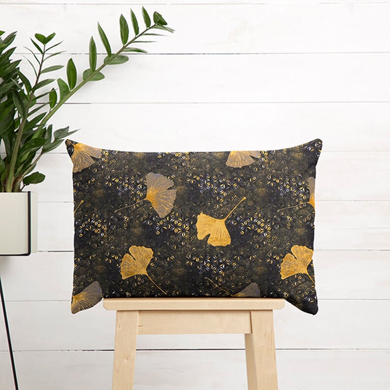 Bomullstyg Kretong Ginkgo – senap, image number 6