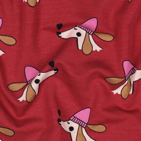 Sommarsweat hund med hatt | Poppy Fabrics – mörkröd/pink, 