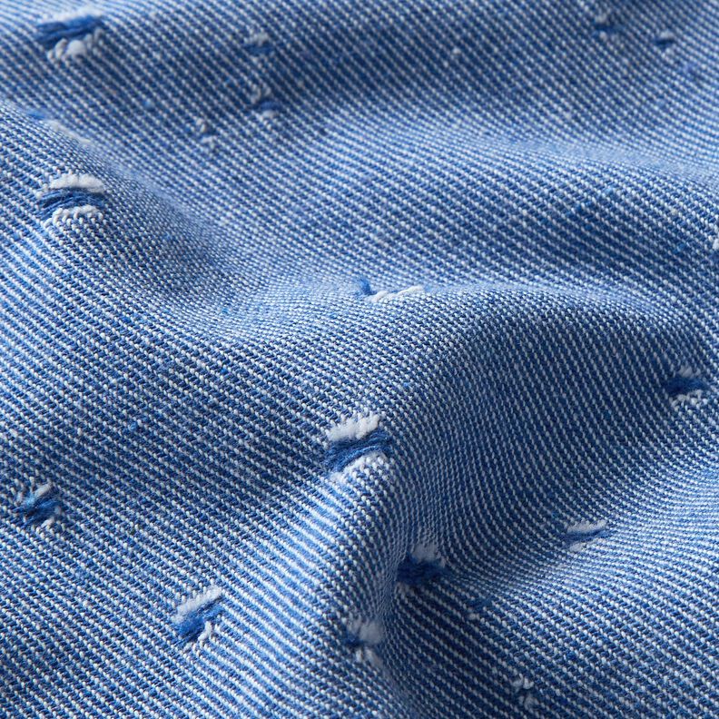 Denim bomullsmix förstörd look – kungsblå,  image number 2