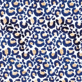 Bomullsjersey Leopard med guldfläckar | Glitzerpüppi – vit/indigo, 