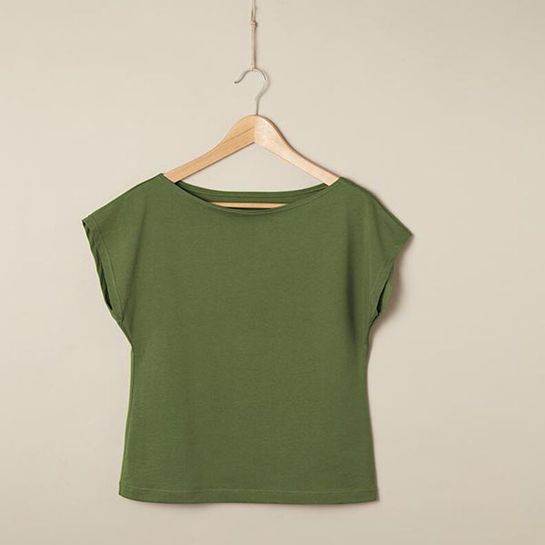 Bomullsjersey medium enfärgad – oliv,  image number 6