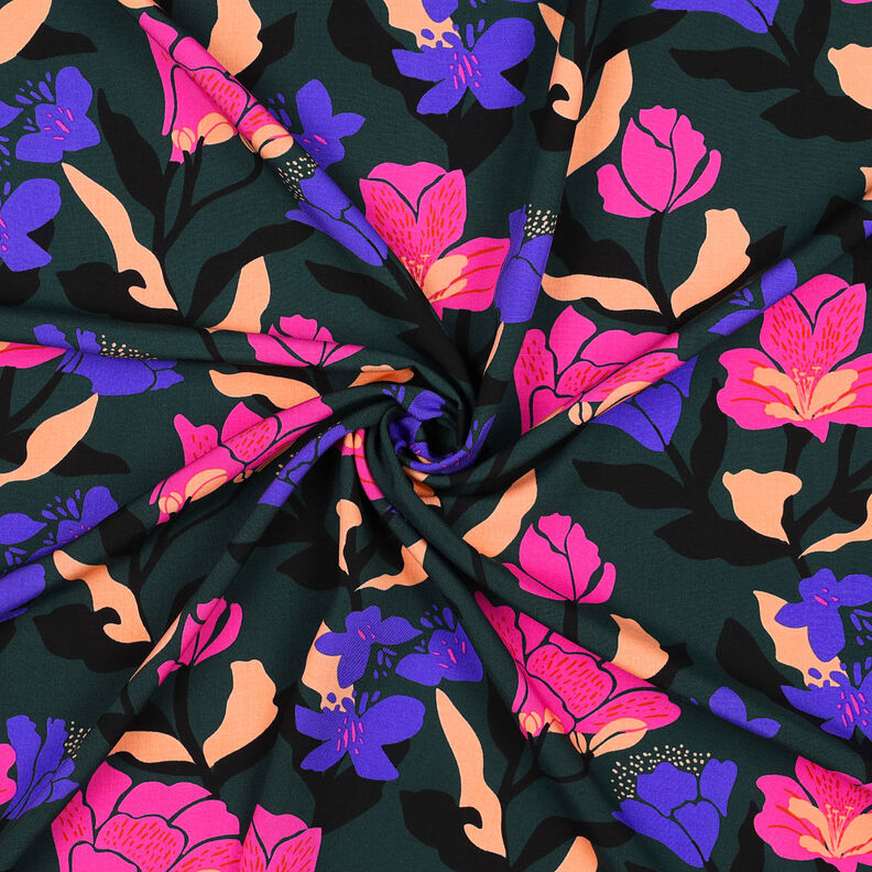 LENZING™ ECOVERO™ viskostyg  Amira Floral | Nerida Hansen – mörkgrön/lila,  image number 3