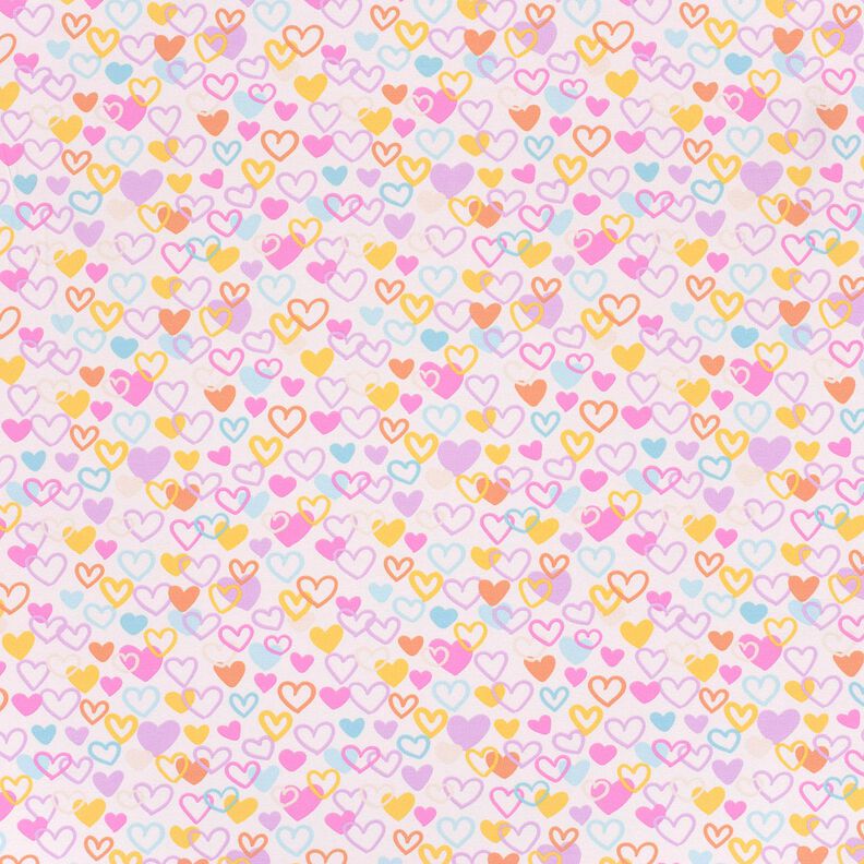 Bomullsjersey pastellfärgade hjärtan – yllevit/pastellviolett,  image number 1