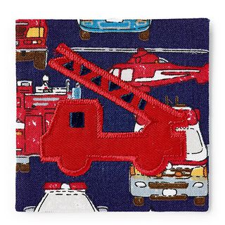tygmärke brandbil [ 6,3 x 6,3 cm ] | Prym – signalrött/marinblått, 