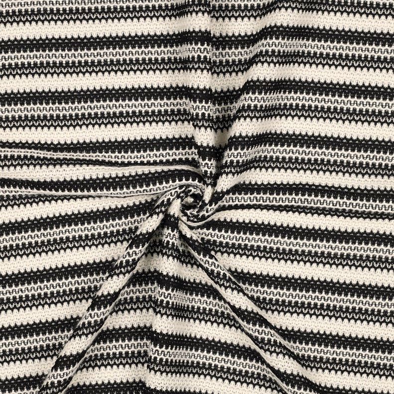 Stickat tyg ränder | Poppy Fabrics – svart/yllevit,  image number 3