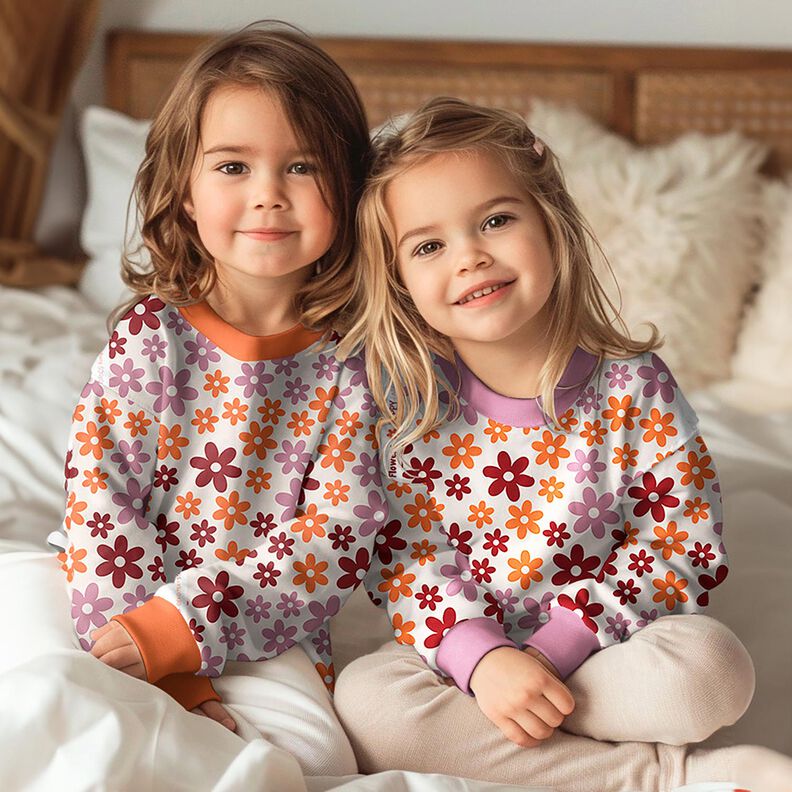 Mjuk sweat färgglada blommor | Poppy Fabrics – yllevit, image number 5