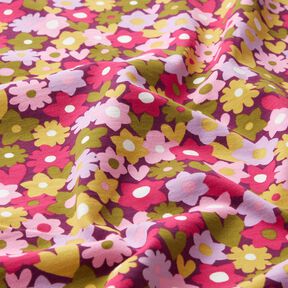 Bomullsjersey Färgglada blommor | Poppy Fabrics – druva, 