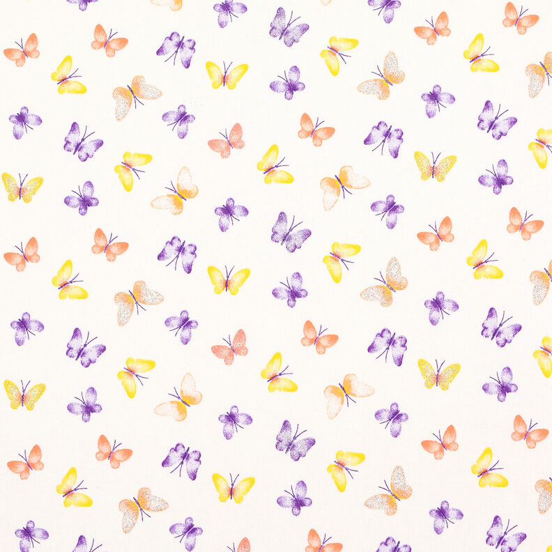 Bomullsjersey glittrande fjärilar – yllevit/silver,  image number 1