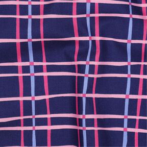 Bomullspoplin Vågiga rutor | Poppy Fabrics – indigo/rosa, 