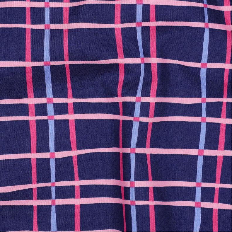 Bomullspoplin Vågiga rutor | Poppy Fabrics – indigo/rosa,  image number 2