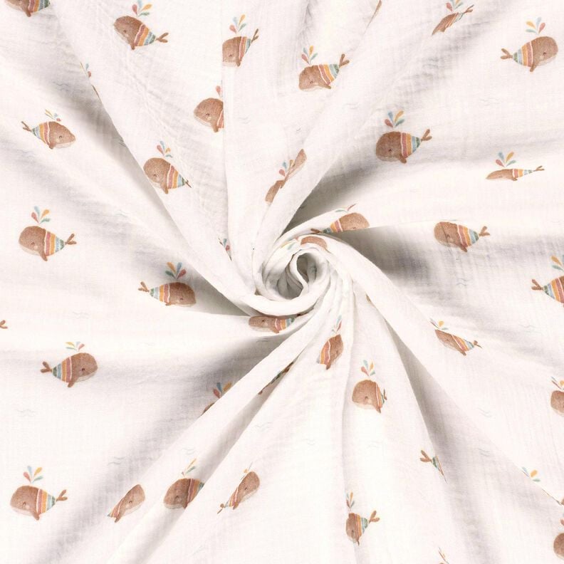 Muslin/Dubbel-krinkelväv randig val Digitaltryck – elfenbensvit,  image number 3