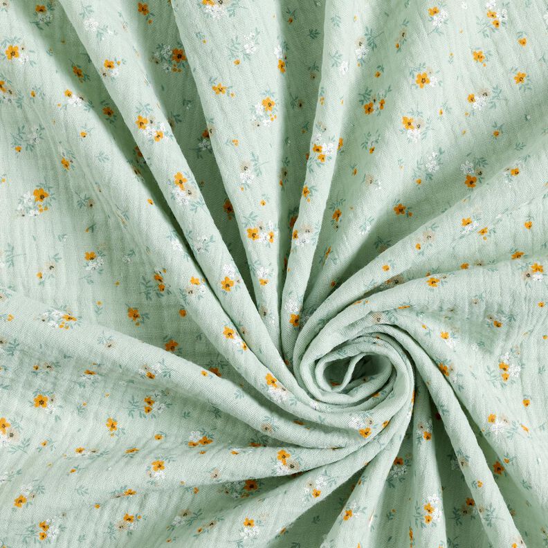 Muslin/Dubbel-krinkelväv romantiska blommor – ljus mint,  image number 3