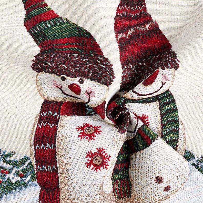 Panel Gobeläng Snögubbe-trio – ljusbeige, image number 3