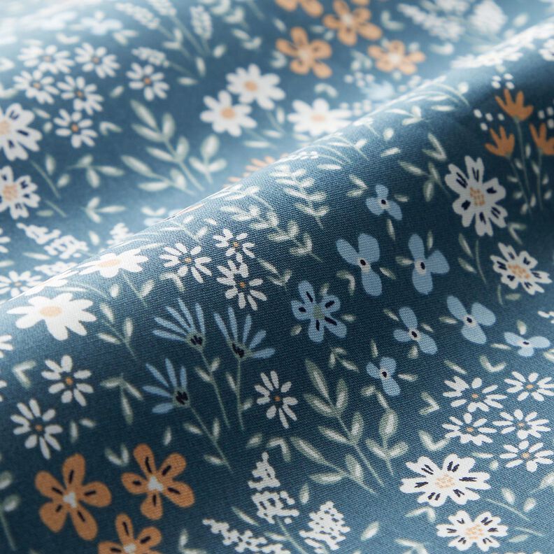 Behandlad bomull färgglad blomsteräng – ljus jeansblå/ljusblått,  image number 3