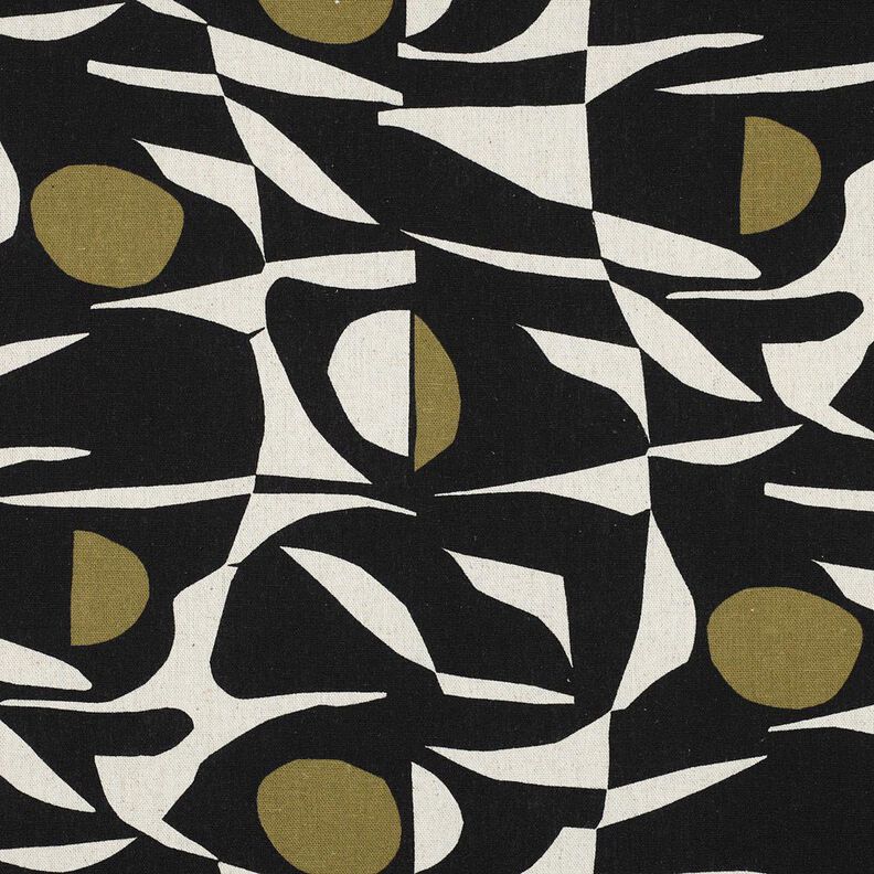 Viskos-linne-mix Geometriska mönster – svart/oliv,  image number 1