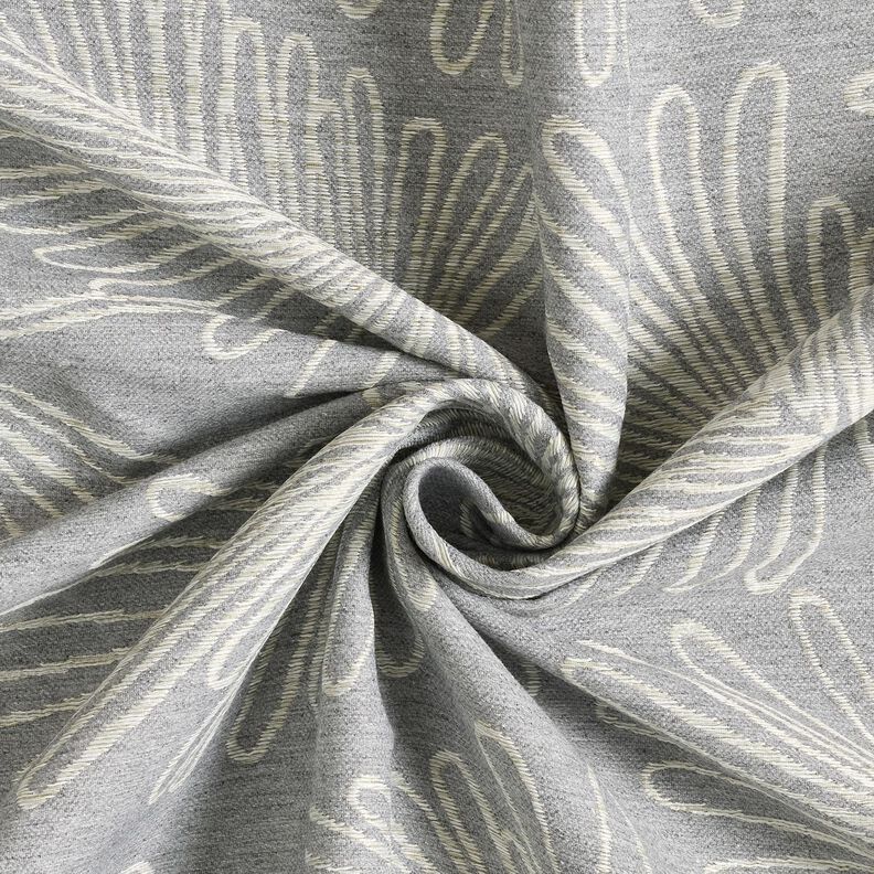 Dekorationstyg Jacquard bladkonturer – grått, image number 3
