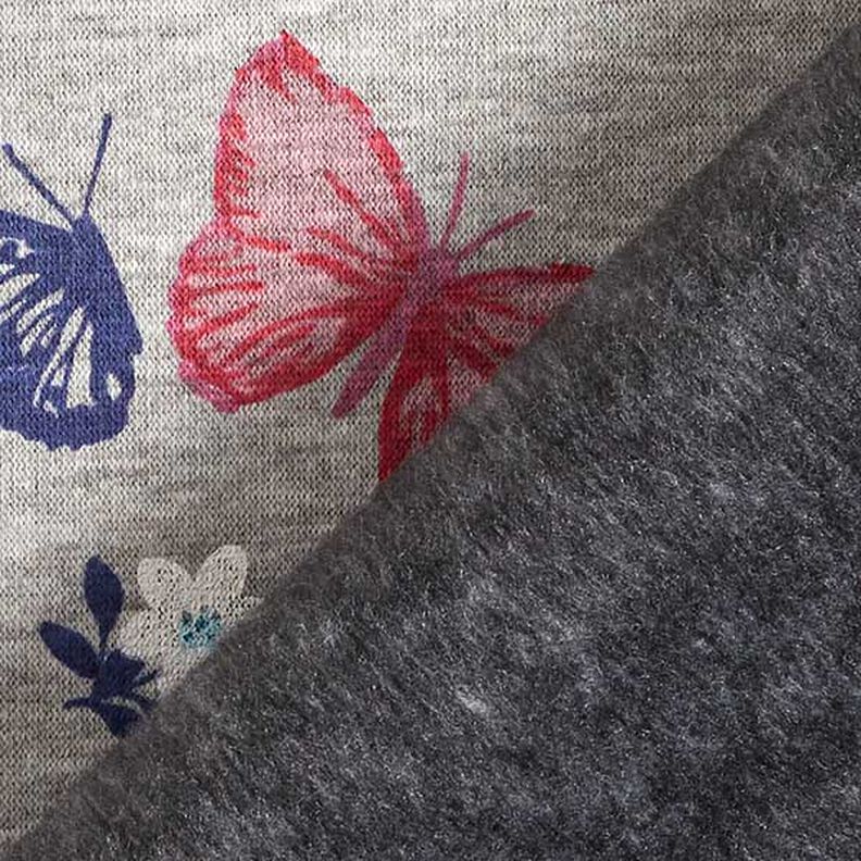 Alpfleece fjärilar och blommor Melange – silvergrå,  image number 4