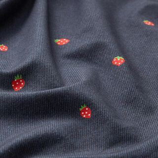 Bomullsjersey jordgubbar med jeanslook Digitaltryck – blågrått/eldröd, 