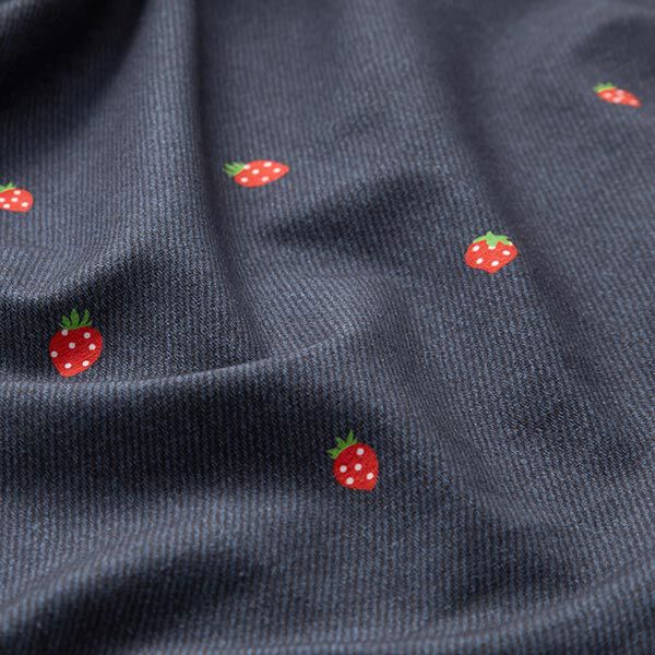 Bomullsjersey jordgubbar med jeanslook Digitaltryck – blågrått/eldröd,  image number 2