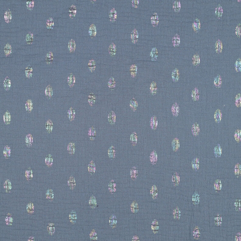 Muslin/Dubbel-krinkelväv Prickar Folietryck | by Poppy – blågrått,  image number 1