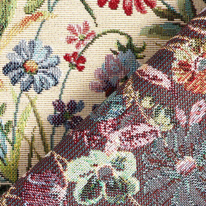 Dekorationstyg Gobeläng sprakande blomsterträdgård – ljusbeige/grön,  image number 4