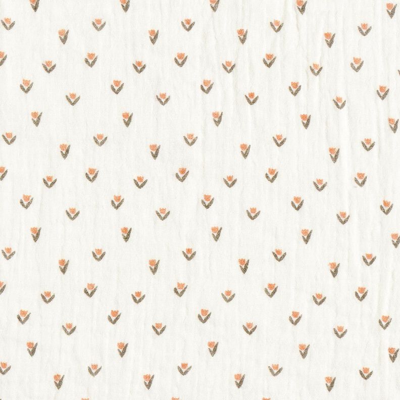 Muslin/Dubbel-krinkelväv minitulpaner Digitaltryck – vit,  image number 1