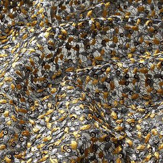 Spetstyg blomrankor och paljetter – svart/guld, 