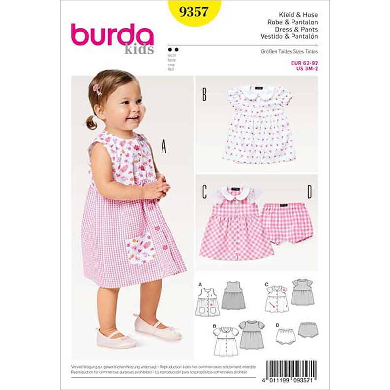 Babyklänning / trosor, Burda 9357,  image number 1