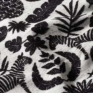 Chenille-jacquard Barock djungel – svart/yllevit, 