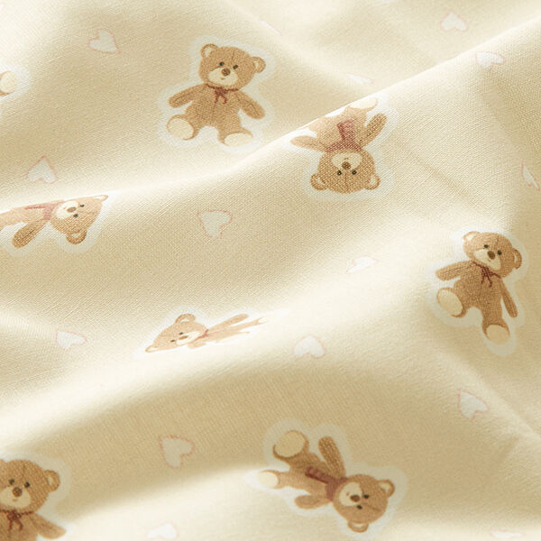 Bomullstyg Poplin minibjörnar – ljusbeige, image number 2