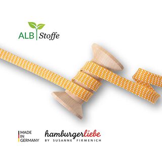 Ekologisk flätad snodd Twist Me Dots [ 15 mm ] | Albstoffe – brandgul/vit, 