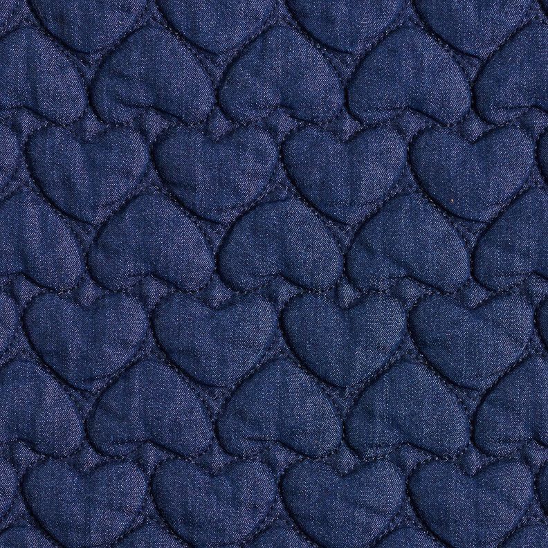 Jeans Quiltat tyg hjärtan – nattblå, image number 1