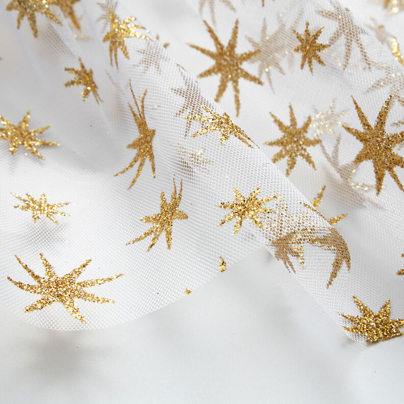 tyll glitterstjärnor – vit/guld,  image number 5