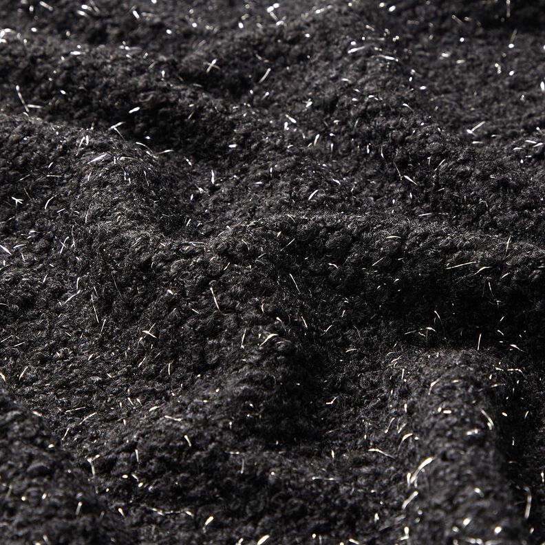 Stickad Bouclé Glittertrådar – svart,  image number 2