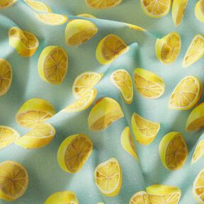 Bomullstyg Poplin färska citroner – eukalyptus/citrongul, 