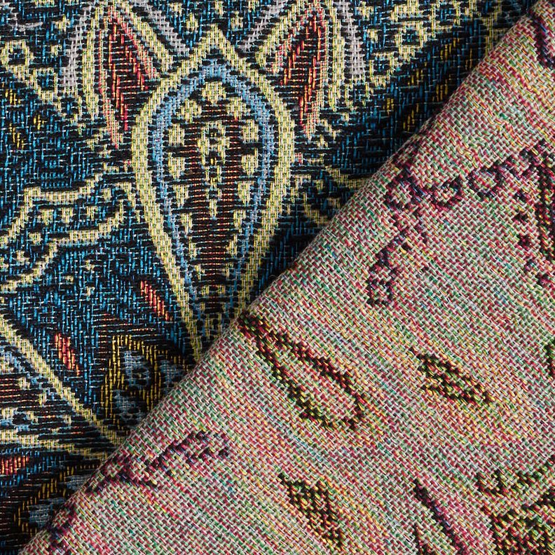 Dekorationstyg Gobeläng Mandala Blommor – svart/blå,  image number 4